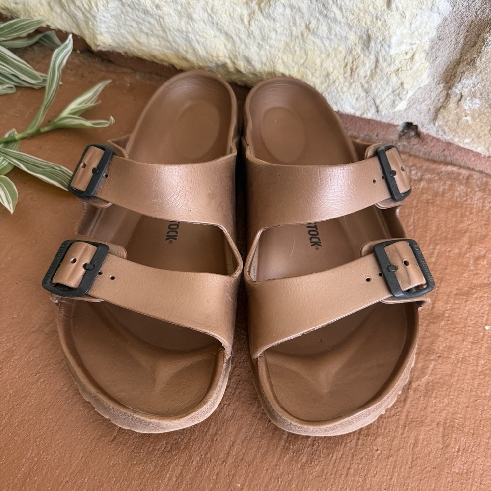 Birkenstock Arizona Gizeh Gold Glamour Sz 42 EVA Waterproof Beach Slides Sandals